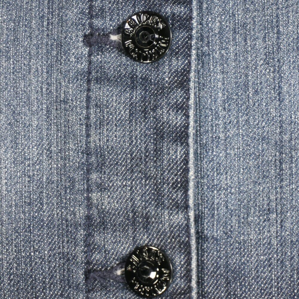 Chico's Platinum Distressed Denim Jacket Womens M Blue Embellished Rhinestones - Picture 7 of 9